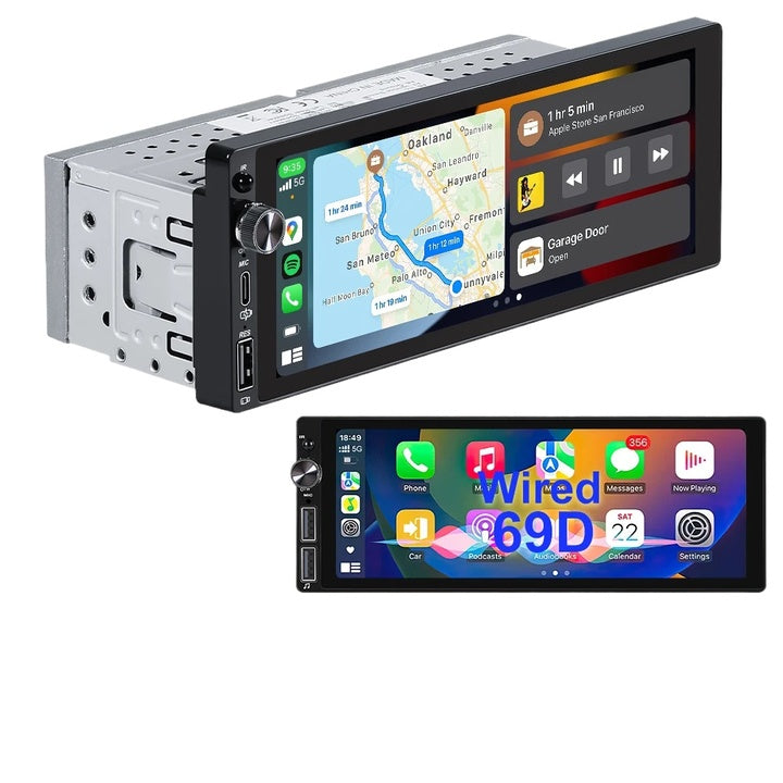 LEHX REPRODUCTOR DE DVD para coche 1din 6,9 IPS pantalla táctil Carplay Android Auto Mirror Link coche Radio Multimedia coche estéreo MP3 MP5 Player